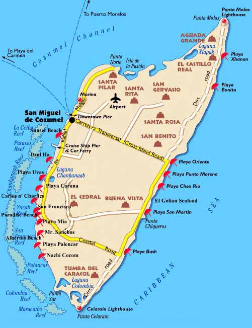 Map of Cozumel Mexico