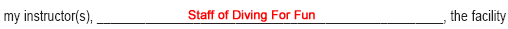 Diving For Fun - Release Form, Instructors section